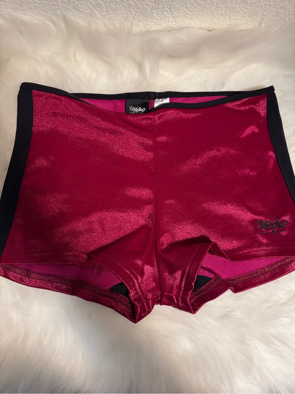 Mossimo Supply Co. Shimmery Fuchsia Swim Shorts with Black Trim